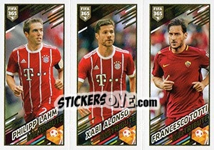 Sticker Philipp Lahm / Xabi Alonso / Francesco Totti - FIFA 365: 2017-2018 n. 396 - Panini