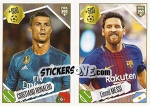 Sticker Cristiano Ronaldo / Lionel Messi - FIFA 365: 2017-2018 n. 501 - Panini