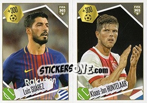 Sticker Luis Suárez / Klaas-Jan Huntelaar - FIFA 365: 2017-2018 n. 502 - Panini