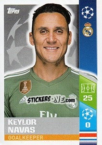 Sticker Keylor Navas - UEFA Champions League 2017-2018 n. 6 - Topps