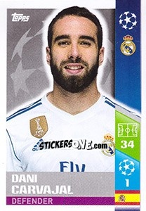 Sticker Dani Carvajal - UEFA Champions League 2017-2018 n. 7 - Topps