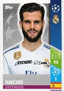 Sticker Nacho Fernández - UEFA Champions League 2017-2018 n. 9 - Topps
