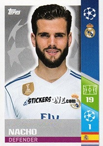 Sticker Nacho Fernández - UEFA Champions League 2017-2018 - Topps