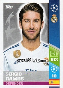 Sticker Sergio Ramos - UEFA Champions League 2017-2018 n. 10 - Topps