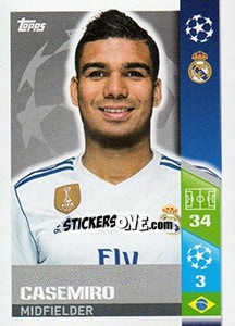 Sticker Casemiro - UEFA Champions League 2017-2018 n. 12 - Topps