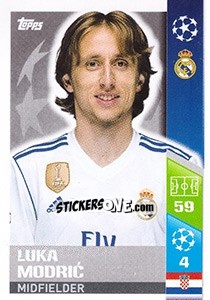 Sticker Luka Modric - UEFA Champions League 2017-2018 n. 15 - Topps