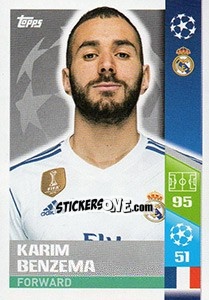 Sticker Karim Benzema - UEFA Champions League 2017-2018 n. 21 - Topps