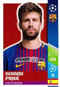 Sticker Gerard Piqué - UEFA Champions League 2017-2018 n. 30 - Topps