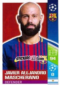 Sticker Javier Alejandro Mascherano - UEFA Champions League 2017-2018 n. 31 - Topps