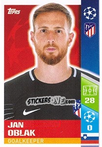 Sticker Jan Oblak - UEFA Champions League 2017-2018 n. 44 - Topps