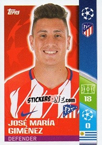 Sticker José Maria Giménez - UEFA Champions League 2017-2018 n. 50 - Topps