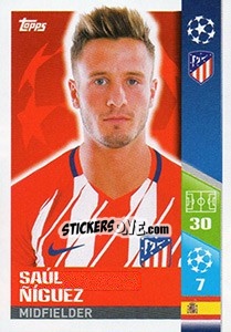 Sticker Saúl Ñiguez - UEFA Champions League 2017-2018 n. 53 - Topps