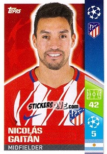 Sticker Nicolás Gaitán - UEFA Champions League 2017-2018 n. 55 - Topps