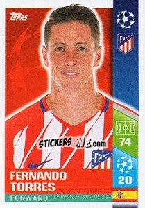 Sticker Fernando Torres - UEFA Champions League 2017-2018 n. 59 - Topps