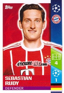 Sticker Sebastian Rudy - UEFA Champions League 2017-2018 n. 64 - Topps