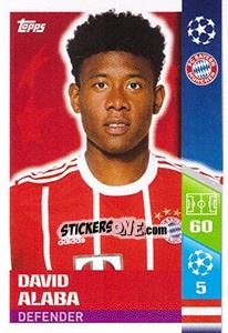 Sticker David Alaba - UEFA Champions League 2017-2018 n. 66 - Topps