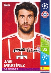 Sticker Javi Martínez - UEFA Champions League 2017-2018 - Topps