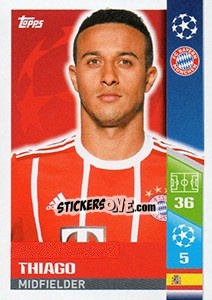 Sticker Thiago Alcántara - UEFA Champions League 2017-2018 n. 70 - Topps