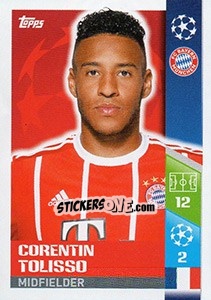 Sticker Corentin Tolisso - UEFA Champions League 2017-2018 n. 72 - Topps