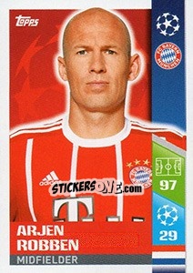 Sticker Arjen Robben - UEFA Champions League 2017-2018 n. 74 - Topps