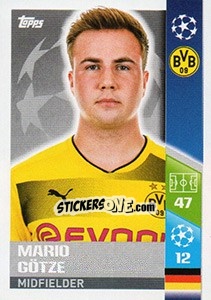 Sticker Mario Götze - UEFA Champions League 2017-2018 n. 109 - Topps