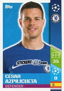 Sticker César Azpilicueta - UEFA Champions League 2017-2018 n. 123 - Topps