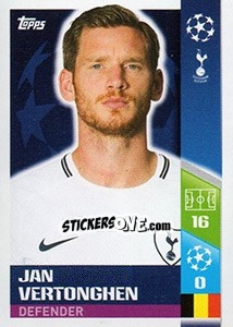 Sticker Jan Vertonghen - UEFA Champions League 2017-2018 - Topps