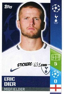 Sticker Eric Dier - UEFA Champions League 2017-2018 n. 148 - Topps