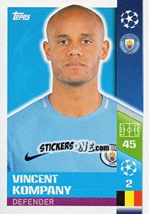 Sticker Vincent Kompany - UEFA Champions League 2017-2018 n. 163 - Topps