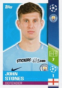 Sticker John Stones - UEFA Champions League 2017-2018 n. 164 - Topps