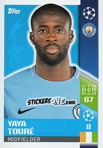 Sticker Yaya Touré - UEFA Champions League 2017-2018 n. 165 - Topps