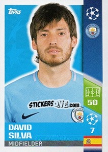 Sticker David Silva - UEFA Champions League 2017-2018 - Topps