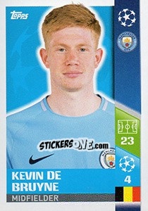 Sticker Kevin De Bruyne - UEFA Champions League 2017-2018 n. 168 - Topps