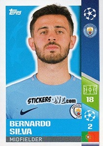 Sticker Bernardo Silva - UEFA Champions League 2017-2018 n. 170 - Topps