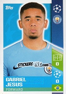 Sticker Gabriel Jesus - UEFA Champions League 2017-2018 n. 172 - Topps