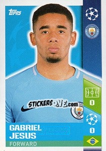 Sticker Gabriel Jesus - UEFA Champions League 2017-2018 - Topps