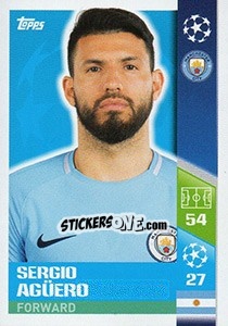 Sticker Sergio Agüero - UEFA Champions League 2017-2018 - Topps