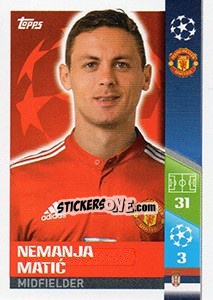 Sticker Nemanja Matic - UEFA Champions League 2017-2018 n. 184 - Topps