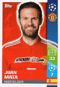 Sticker Juan Mata - UEFA Champions League 2017-2018 n. 189 - Topps