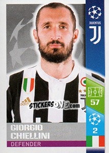 Sticker Giorgio Chiellini - UEFA Champions League 2017-2018 n. 200 - Topps