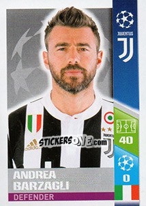 Sticker Andrea Barzagli - UEFA Champions League 2017-2018 n. 201 - Topps