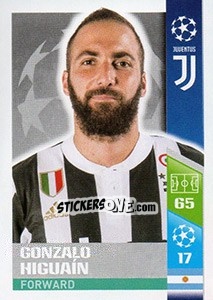 Sticker Gonzalo Higuaín - UEFA Champions League 2017-2018 n. 210 - Topps