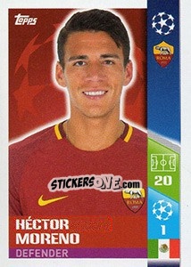 Sticker Héctor Moreno - UEFA Champions League 2017-2018 n. 221 - Topps