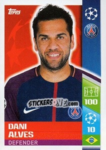 Sticker Dani Alves - UEFA Champions League 2017-2018 n. 254 - Topps