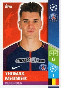 Sticker Thomas Meunier - UEFA Champions League 2017-2018 - Topps