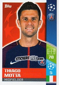Sticker Thiago Motta - UEFA Champions League 2017-2018 - Topps
