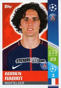Sticker Adrien Rabiot - UEFA Champions League 2017-2018 n. 261 - Topps