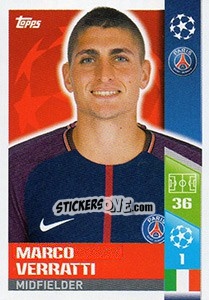 Sticker Marco Verratti - UEFA Champions League 2017-2018 n. 262 - Topps