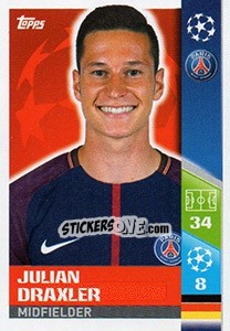 Sticker Julian Draxler - UEFA Champions League 2017-2018 n. 263 - Topps