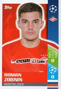 Sticker Roman Zobnin - UEFA Champions League 2017-2018 n. 284 - Topps